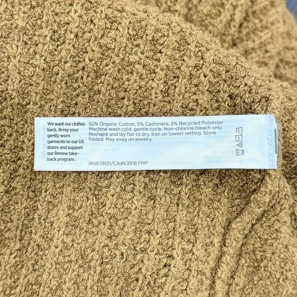 Eileen Fisher Women’s Organic Cotton Cashmere Fluff V-Neck Sweater Gold Leaf NWT